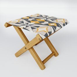 Yellow and brown retro triangle pattern Folding Stool
