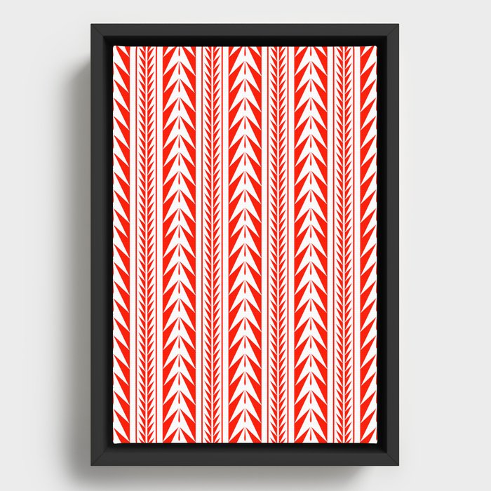 Stripes Red Framed Canvas