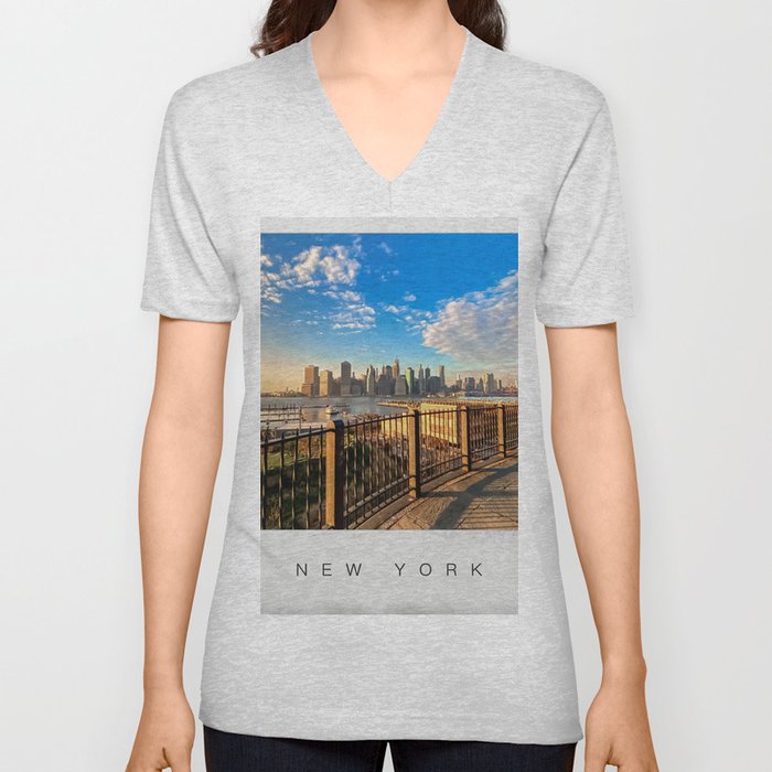 New York City Manhattan skyline V Neck T Shirt