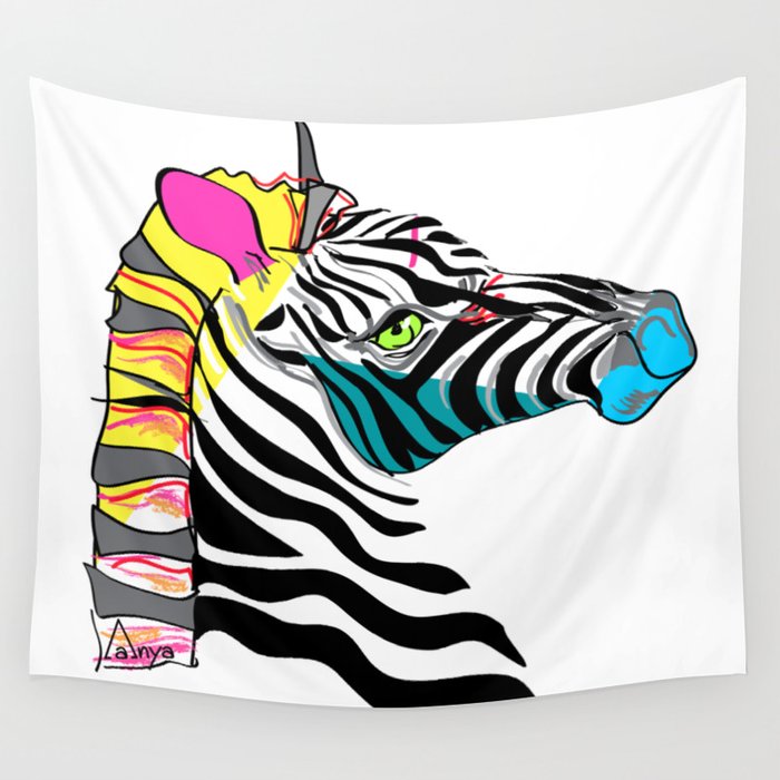Funky Zebra Wall Tapestry