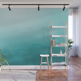 Best Seller Aqua Teal Turquoise Watercolor Ombre Gradient Blend Abstract Art - Aquarium SW 6767 Wall Mural