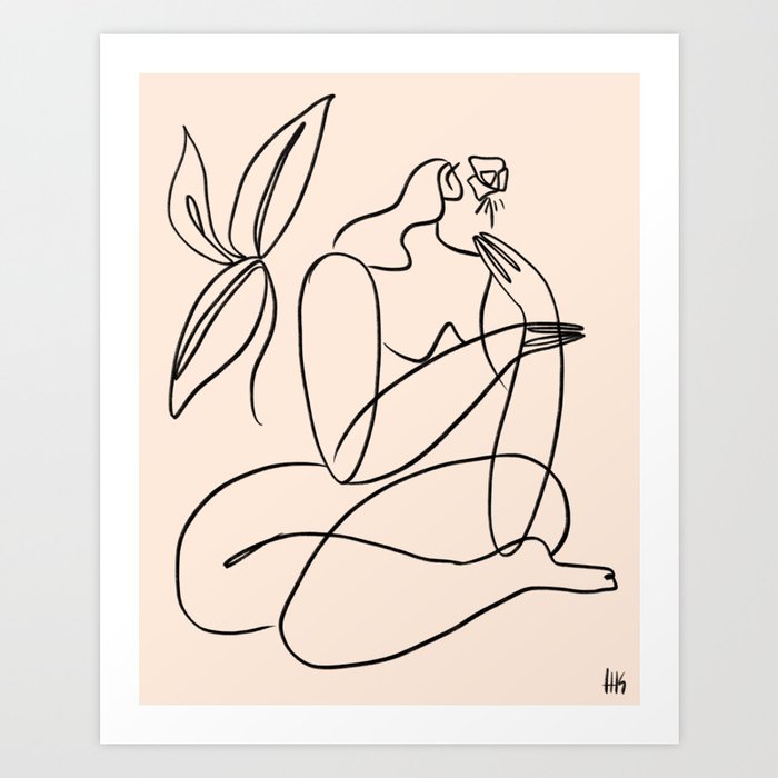 Summer lines X|| Art Print | Drawing, Digital, Minimal, Minimalist, Midcentury, Modern, Bohemian, Figure, Figurative, Woman