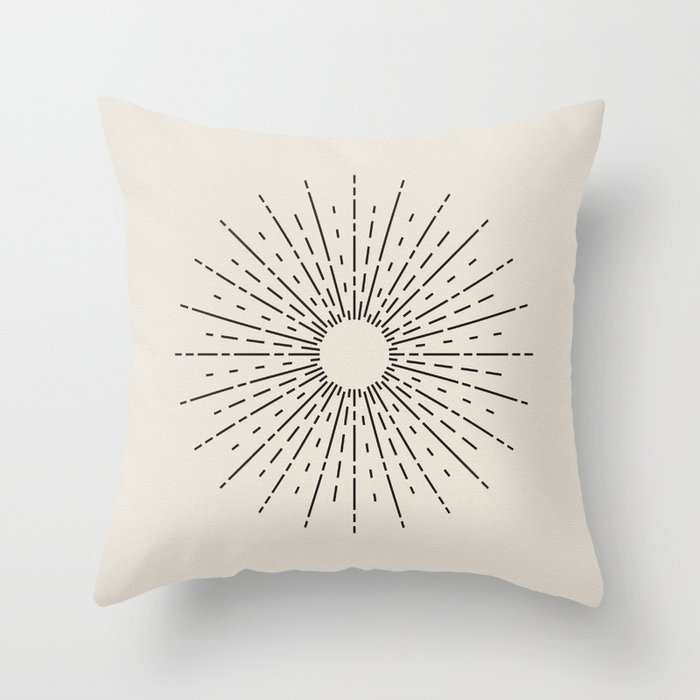 Neutral Sunburst Minimalist Scandivavian Art Throw Pillow