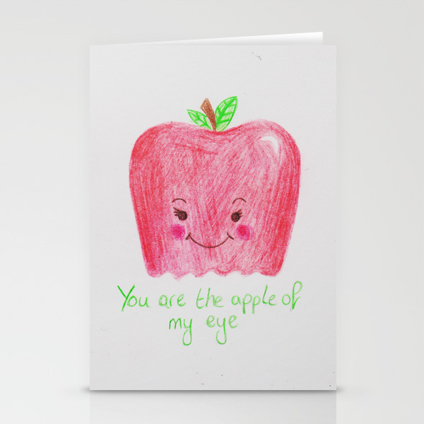 You Are The Apple Of My Eye Drawing Stationery Cards By Crumbledoodle Society6