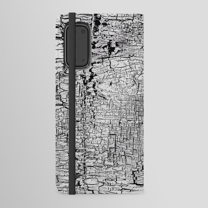 Black And White Ash Burnt Wood Minimal Pattern Android Wallet Case