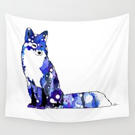 Blue Galaxy Fox Wall Tapestry