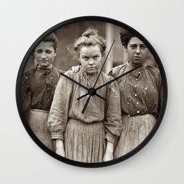 Vintage photo of Cotton Mill workers Wall Clock