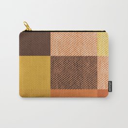 Fall Mustard Orange Golden Brown Checkered Gingham Patchwork Color Carry-All Pouch