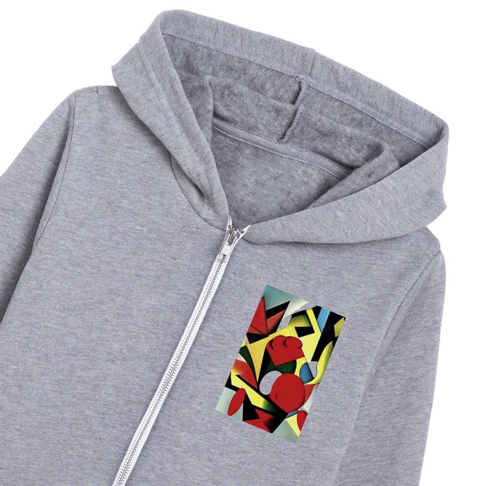 Red Roses In A Red Vase Geometric Art Abstract Kids Zip Hoodie