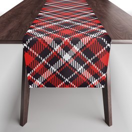 Christmas tartan pattern red black white diagonal Table Runner