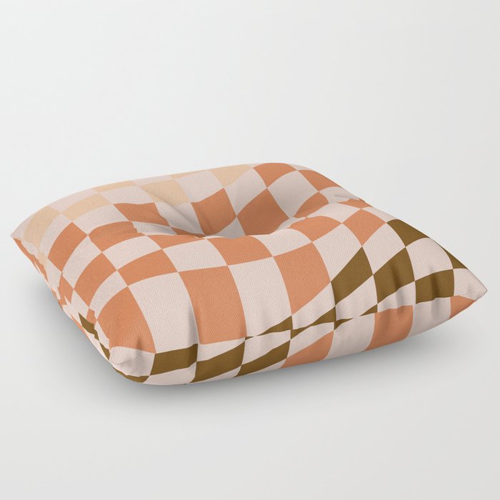 Orange gradient wavy checked Floor Pillow