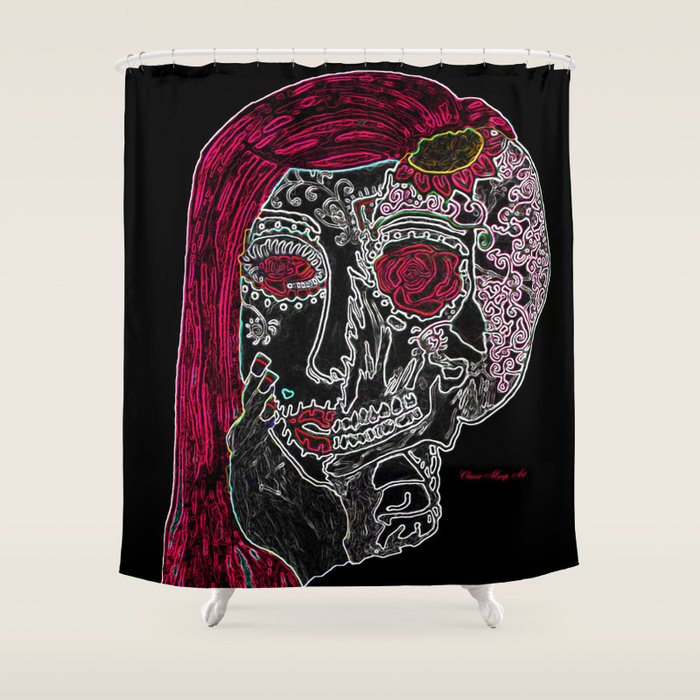 Sugar Skull Shower Curtain By Classicmixupart