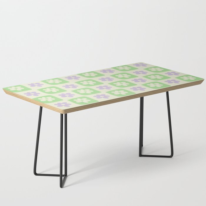 Hand-Drawn Checkered Flower Shapes Pattern Coffee Table