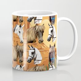 White horse  and miniature horse  Coffee Mug | Western, Whitehorse, Equine, Collage, Kids, Desert, Pattern, Pillows, Arabian, Homedecor 