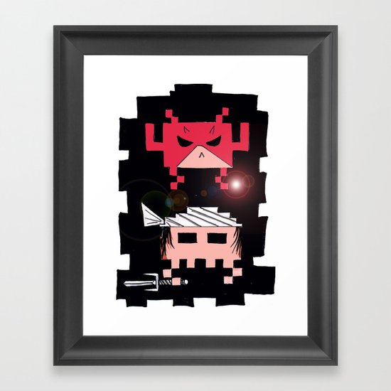 Daredevil and Elektra space invaders Framed Art Print