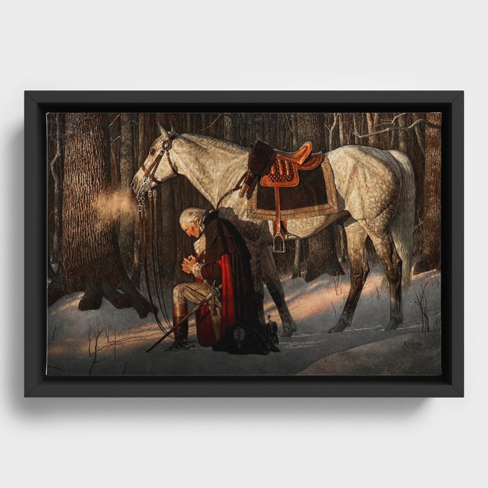 George Washington A Prayer at Valley Forge Framed Canvas