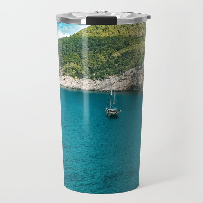 Spain Photography - Beautiful Turquoise Water With Sailboats Travel Mug