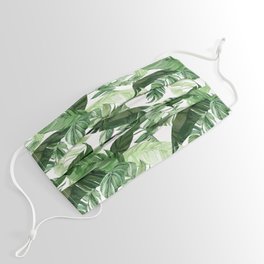 Green leaf watercolor pattern Face Mask