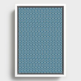 Inky Dots Minimalist Pattern in Boho Blue and Beige  Framed Canvas