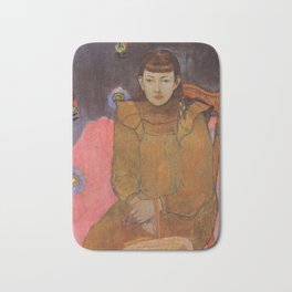 Paul Gauguin - Portrait of a Young Woman, Vaite (Jeanne) Goupil (1896) Bath Mat | Girl, Youngwoman, Portrait, Chair, French, Oilpainting, Dress, Fringe, Goupil, Jeanne 