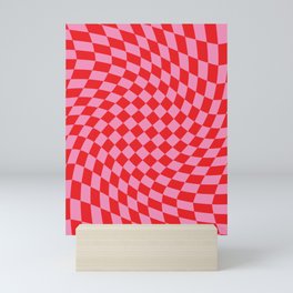 Pink & Red Checker Mini Art Print