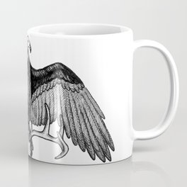 The Omen - Eerie Turkey Vulture on Stag Skull Bird Ink Illustration Coffee Mug