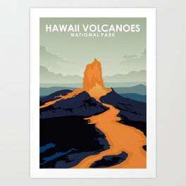Hawaii Volcanoes National Park Travel Poster Art Print