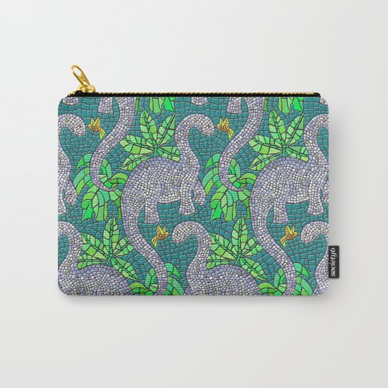 Mosaic Dinosaurs and Hummingbirds Carry-All Pouch