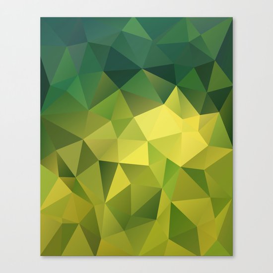 Abstract of triangles polygon in green yellow lime colors Canvas Print