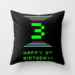 [ Thumbnail: 3rd Birthday - Nerdy Geeky Pixelated 8-Bit Computing Graphics Inspired Look Throw Pillow ]