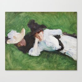 Two Girls on a Lawn (ca. 1889) by John Singer Sargent Canvas Print