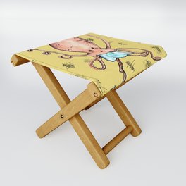 Quirky Octopus Orange Yellow Folding Stool