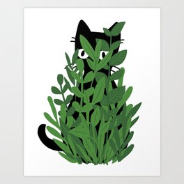 Cat in Green Art Print