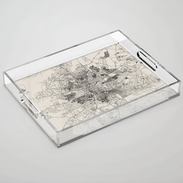 Lusaka, Zambia - Black and White City Map Acrylic Tray