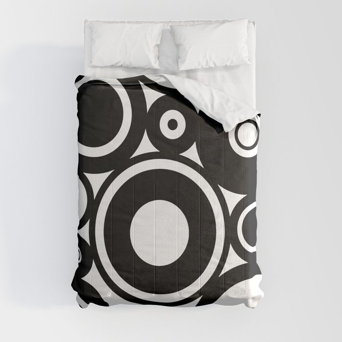 Retro Black White Circles Pop Art Comforter