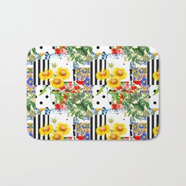 Italian,Sicilian art,patchwork,summer Flowers Bath Mat