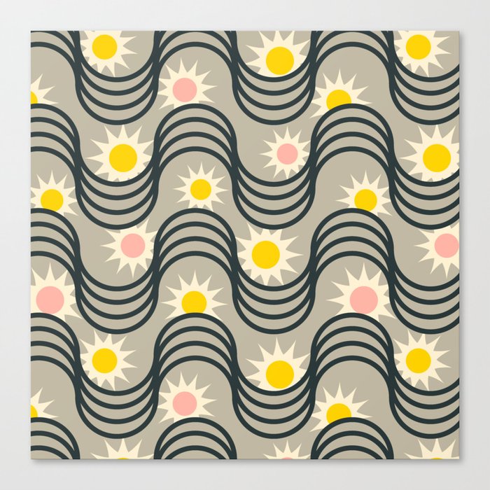 RISE AND SHINE ABSTRACT PATTERN in PINK YELLOW GRAY BLACK Canvas Print