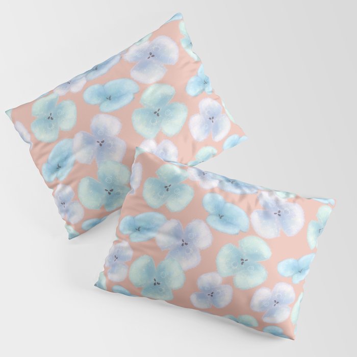 Blue flowers pattern light orange Pillow Sham
