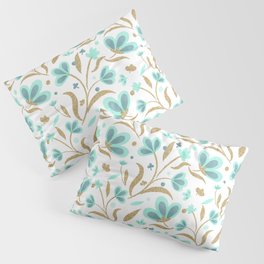 Mint and gold spring floral pattern Pillow Sham
