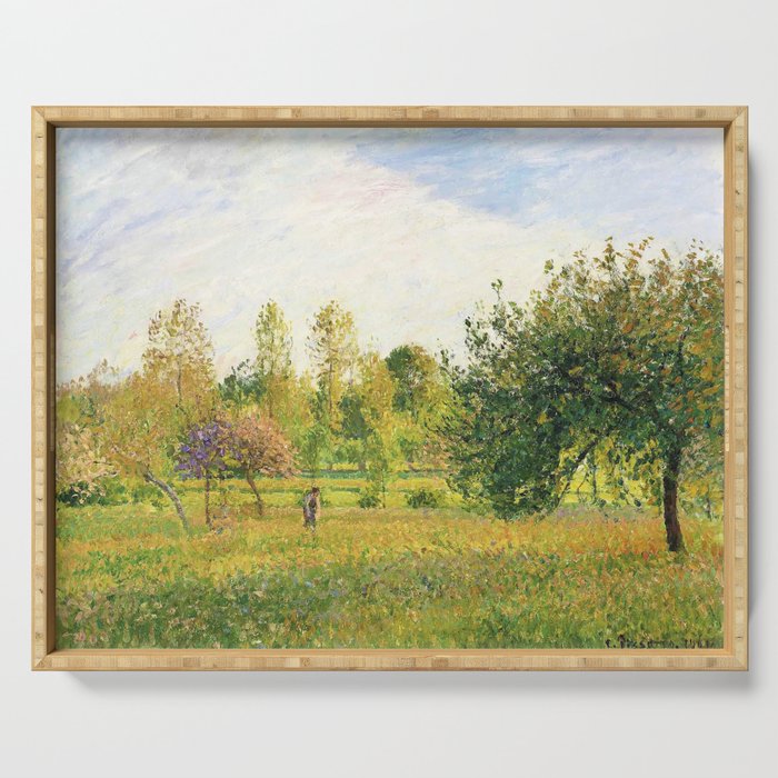 Camille Pissarro "The meadow at Éragny, summer, sun, late afternoon" Serving Tray