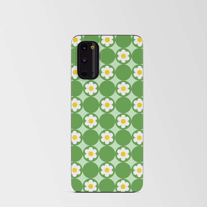 60's Bright Summer | Green Polka Dot Flower Android Card Case