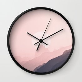 Gray Pink Gradient Mountain Range Wall Clock