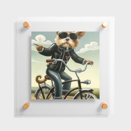Anthropomorphic dog riding a bicycle Floating Acrylic Print