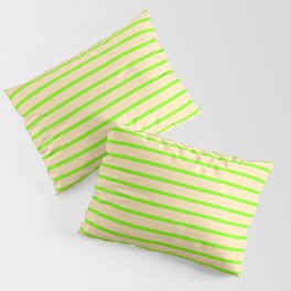 [ Thumbnail: Green and Beige Colored Lines/Stripes Pattern Pillow Sham ]