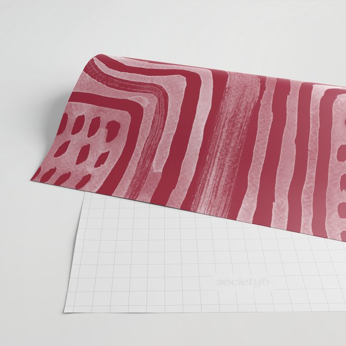 Tribal Body Paint #20 / Burgundy Wrapping Paper by Sofya Dushkina