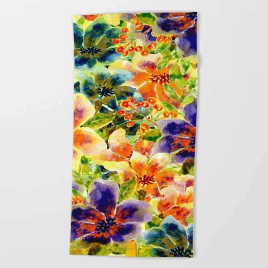vivid floral Beach Towel