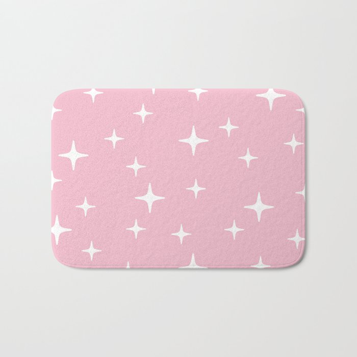 Mid Century Modern Star Pattern 731 Pink Bath Mat