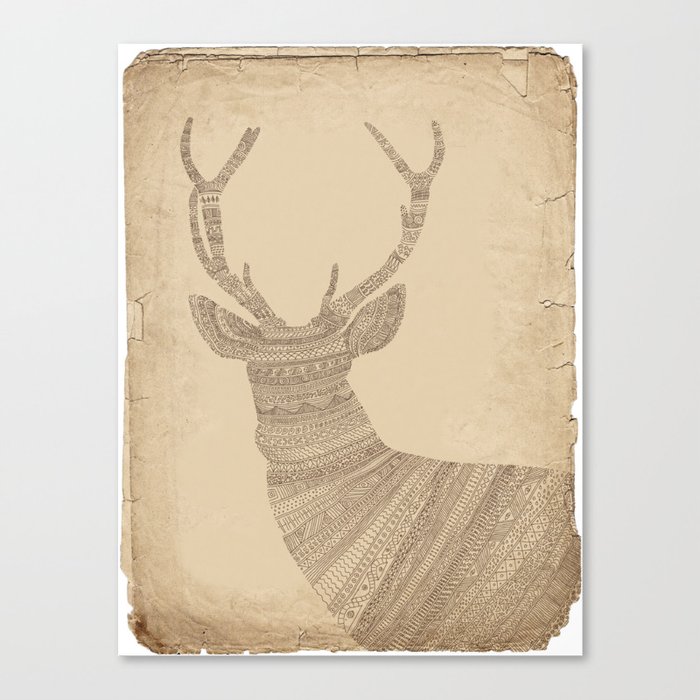 Stag / Deer (On Paper) Canvas Print