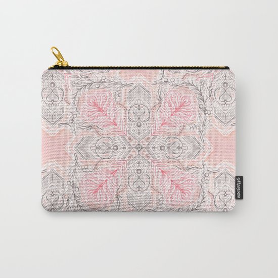 Peaches and Cream Doodle Tile Pattern Carry-All Pouch