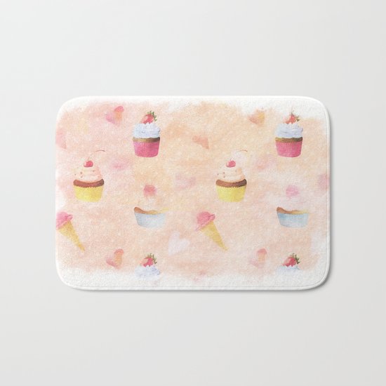 Happy summer- lovely vintage cake summer pattern Bath Mat